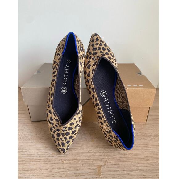 Rothys The Point Leopard PrintFlats Women Slip On Shoes- SZ 8.5